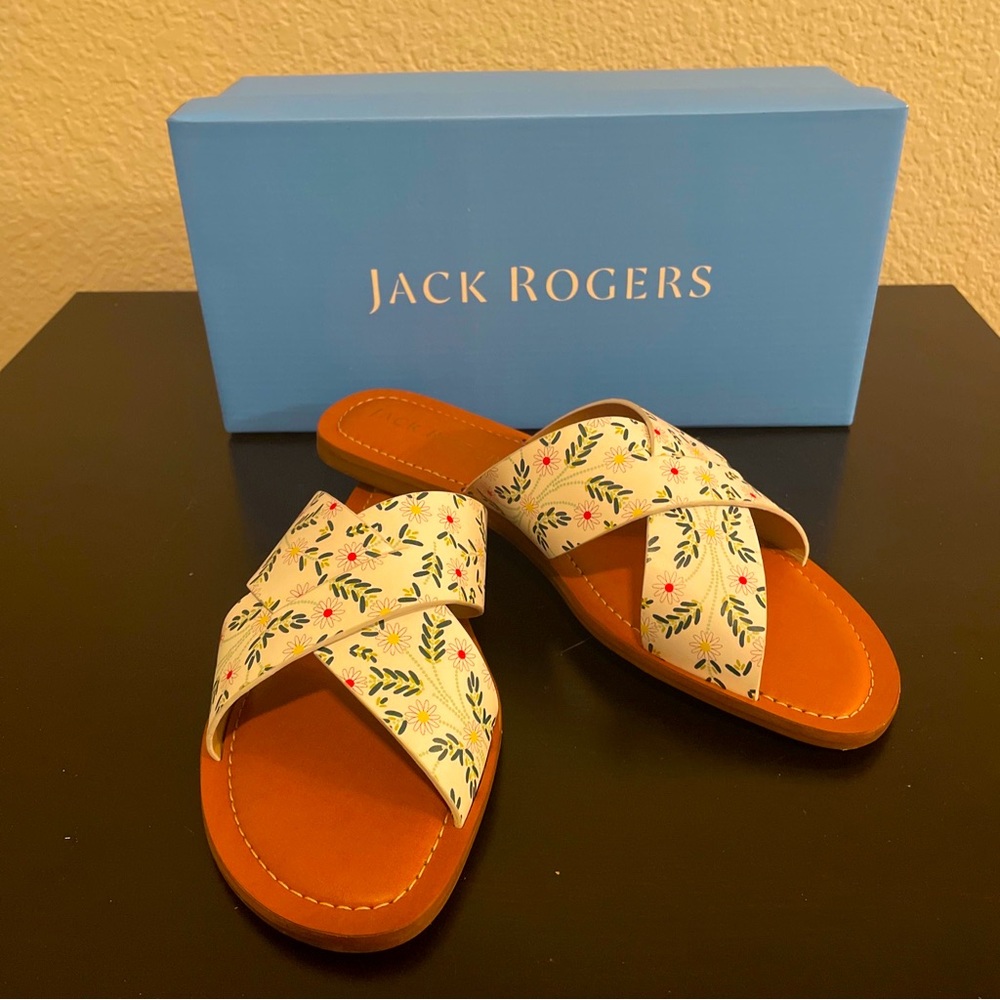 Jack Rogers Slotted Daisy Print Sandals